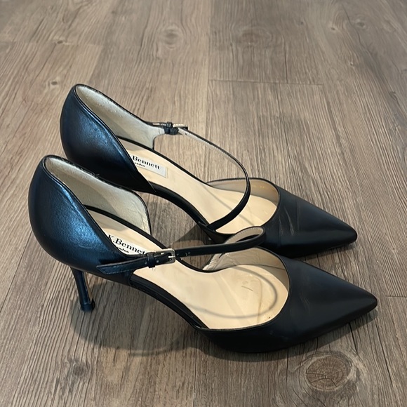 LK Bennett Black Leather Cross Ankle Strap Shoes - Picture 6 of 9